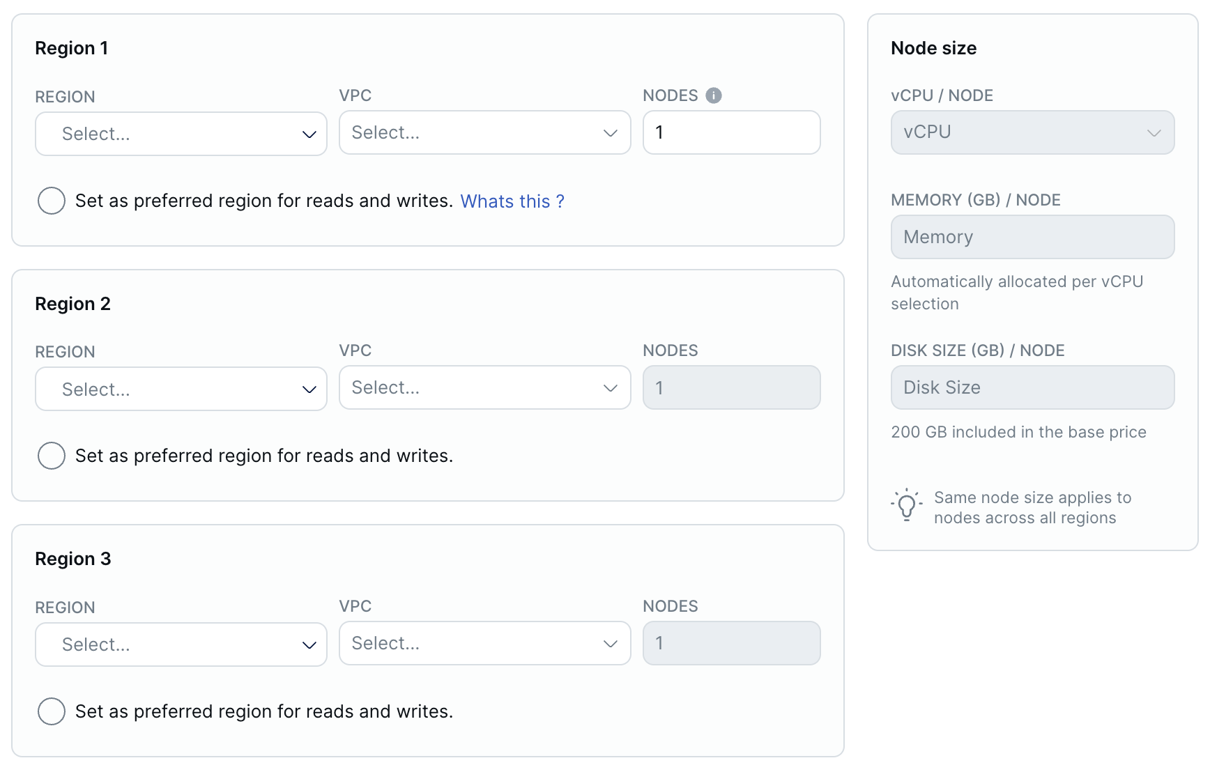 Add Cluster Wizard - Multi-region and size Add Cluster Wizard - Multi-region and size