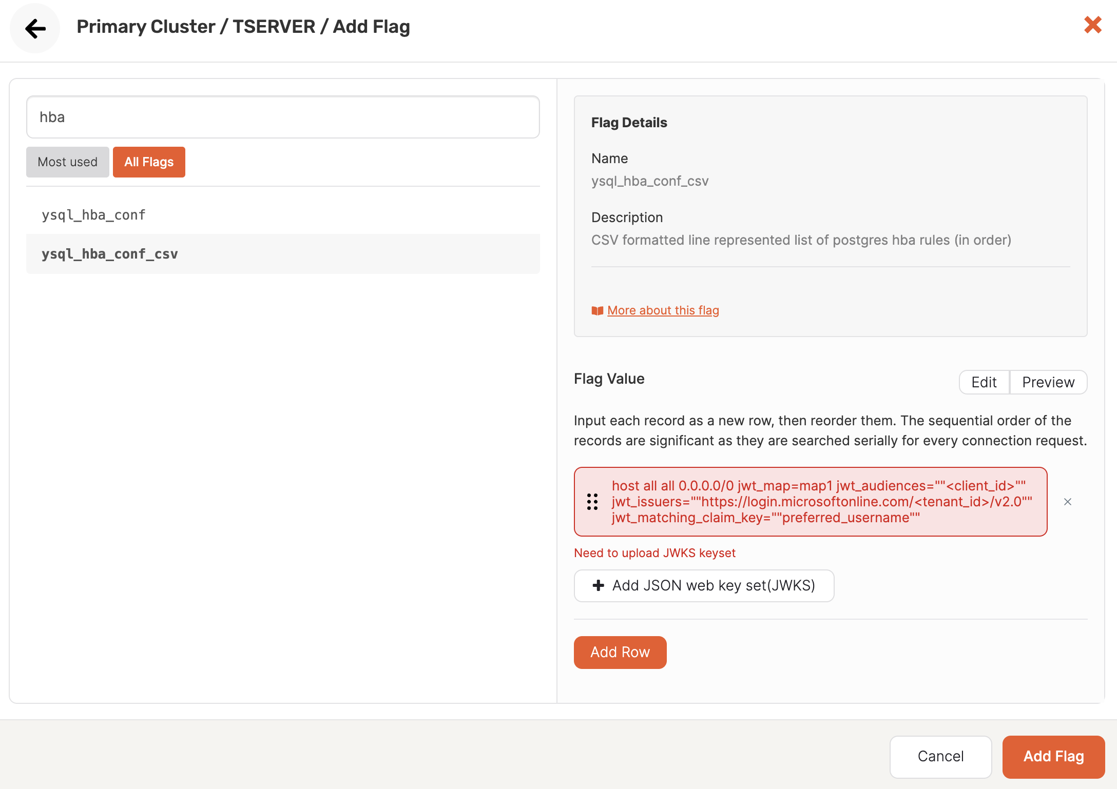 Configuring ysql_hba_conf_csv flag for OIDC Configuring ysql_hba_conf_csv flag for OIDC